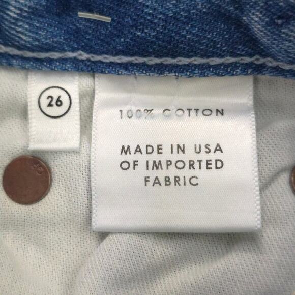 GRLFRND Jordan High Rise Shorts in Yaya Distressed Raw Hem Button Fly - Picture 8 of 12